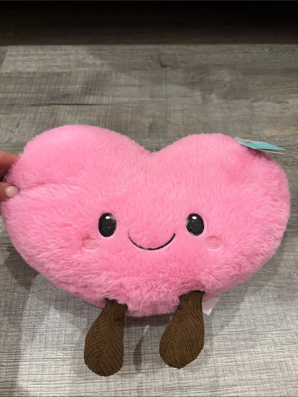 Plush Heart Accent Pillow — Soft Pink Smiley Design